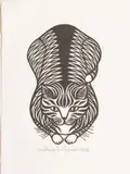 Jacques Hnizdovsky, Untitled, Woodcut on Paper, Ca. 1978, "Tiger Cat" #139/250