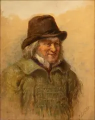 John Alfred Vinter, Untitled, Oil on Canvas Mounted to Board, "Portrait of a Gentleman"
