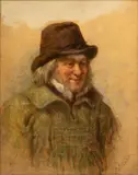 John Alfred Vinter, Untitled, Oil on Canvas Mounted to Board, "Portrait of a Gentleman"