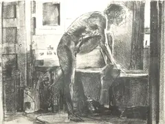 Frank Stack, Untitled, Lithograph on Paper #21/40 "Bather Drying Her Legs"