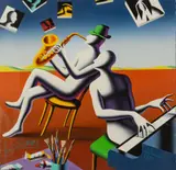 Mark Kostabi, Untitled, Giclee on Wove Paper, 2021, "Putting A Face On The Note"