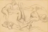 Chaim Gross, Untitled, Graphite Study on Paper 1950, "Five Nudes"