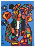 Norval Morrisseau, Untitled, Serigraph in Colors on Wove Paper 1977, "Self Portrait - Astral Projection"