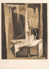 Marcel Fiorini, Untitled, Etching Aquatint on Paper, "Composition"
