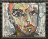 Jack Faxon, Untitled, Acrylic on Masonite, Abstract Head