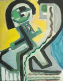 Jack Faxon, Untitled, Gouache "Abstract in Yellow And Green"