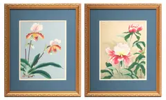 Untitled by Zuigetsu Ikeda, Woodblock Prints Ca. 1940, "Peonies, Orchids", offered Mar 2024