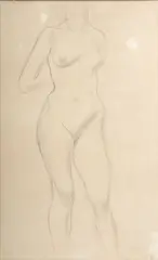 Untitled by George Grosz, Charcoal on Laid Paper, 1916, "Headless Nude", offered Feb 2024