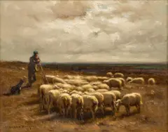 Carleton Wiggins, Untitled, Oil on Canvas "Sheep on the Holland Moors"