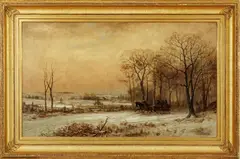 James Brade Sword, Untitled, Oil on Canvas, Ca. 1880, "The Sleigh Ride"