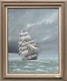 Jim Clary, Untitled, Oil on Canvasboard, Ca. 1984, "The 13th Crossing"