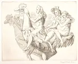 Reginald Marsh, Untitled, Engraving on Paper, 1941, "Three Girls on a Chicken"