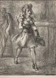 Reginald Marsh, Untitled, Lithograph on Wove Paper, 1945, "Girl Walking"
