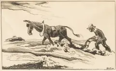 Untitled by Thomas Hart Benton, Lithograph on Paper, 1934, "Ploughing It Under", offered Feb 2024