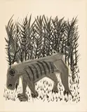 Ben Shahn, Untitled, Lithograph on Arches Paper, Ca. 1968, "One Must Know the Animals"