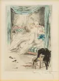 Untitled by Louis Icart, Engraving with Hand Coloring on Paper, 1946, "A Firm Grip, from La Nuit Et Le Moment", offered Feb 2024