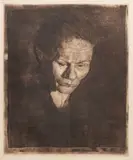 Käthe Kollwitz, Untitled, Etching on Paper, 1905, Gesenkter Frauenkopf (Woman's Head, Lowered)