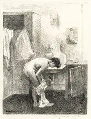 Untitled by Raphael Soyer, Lithograph on Paper, Ca. 1950s, "Nude in Interior", offered Feb 2024