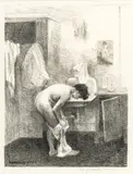 Raphael Soyer, Untitled, Lithograph on Paper, Ca. 1950s, "Nude in Interior"