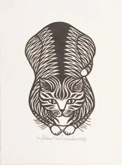 Untitled by Jacques Hnizdovsky, Woodcut on Paper, Ca. 1978, "Tiger Cat", offered Feb 2024