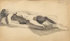 Untitled by Raphael Soyer, Charcoal on Paper, Dec. 1928, "Reclining Nude", offered Feb 2024