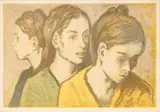 Moses Soyer, Untitled, Lithograph on Wove Paper, "Three Women"
