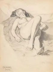Untitled by Raphael Soyer, Graphite And Colored Pencil on Paper, Ca. 1930, "Reclining Nude", offered Feb 2024