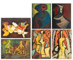 Untitled by Bertalan Bodnar, Oil on Masonite Boards, Untitled Abstract Compositions, offered Feb 2024
