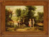 Reuben Hunt, Untitled, Oil on Canvas, Ca. 1888, Children with Toy Boats