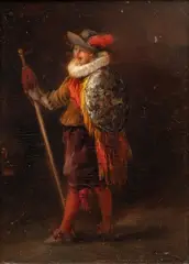 Untitled by Clemens Van Den Broeck, Oil on Beveled Mahogany Panel, 19th C., "Standing Guard", offered Feb 2024