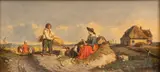 Untitled by Tony-François de Bergue, Oil on Canvas, 1845, "The Harvesters", offered Feb 2024