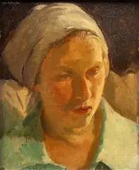 Ivan G. Olinsky, Untitled, Oil on Artist Board, "Portrait of a Lady"