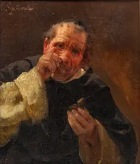 Michele Garinei, Untitled, Oil on Canvas, Ca. Early 20th C., "A Pinch of Snuff"