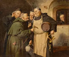 Olaf Simony Jensen, Untitled, Oil on Canvas, Ca. 1900, "In the Wine Cellar"