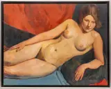 Bernard Karfiol, Untitled, Oil on Canvas Mounted to Board, Ca. 1930s, "Reclining Female"