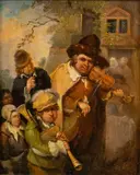 Untitled by Christian Wilhelm Ernst Dietrich, Oil on Panel, Ca. 19th C., "The Wandering Musicians", offered Feb 2024
