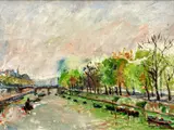 Herant Gulbenkian, Untitled, Oil on Canvas, Ca. Mid 20th C., "Seine River Scene"