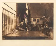 Harry McCormick, Untitled, Aquatint Etching on Paper, "The Resturant"