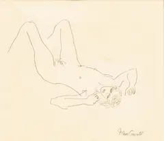 John Wesley Carroll, Untitled, Graphite on Paper, "Reclining Nude"