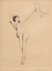 Warren B. Davis, Untitled, Drypoint Etching on Paper, "Spring Reclined"