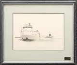 Jim Clary, Untitled, Ink Sketch on Paper, Ca. 1970s, Great Lakes Freighter John Dykstra