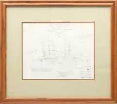 Jim Clary, Artist's, Pencil Work Sketch on Paper for "The Naming of Old Ironsides" Ca. Later 1970s
