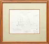 Jim Clary, Artist's, Pencil Work Sketch on Paper for "The Naming of Old Ironsides" Ca. Later 1970s