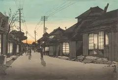 Untitled by Ishiwatari Koitsu, Woodblock in Colors, on Paper, 1932, "Imamiya St. Chosi at Dusk", offered Feb 2024