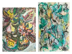 Abstract by Jack Faxon, Gouache on Heavy Academy Paper, offered Feb 2024