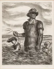 John Steuart Curry, Untitled, Lithograph on Wove Paper, Ca. 1942, "Our Good Earth"