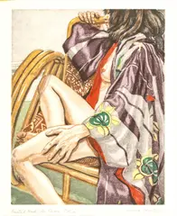 Untitled by Philip Pearlstein, Etching with Aquatint on Wove Paper, 1982, "Seated Nude with Kimono", offered Jan 2024