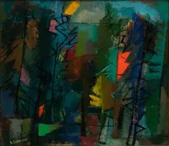Remo Farruggio, Untitled, circa 1947, Acrylic on Artist Board Abstract
