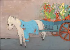 Moura Chabor, Untitled, Oil on Canvas, Pony with Flower Cart