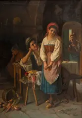 E. Bianchini, Untitled, Oil on Canvas, Ca. Early 20th C., "The Surprise"